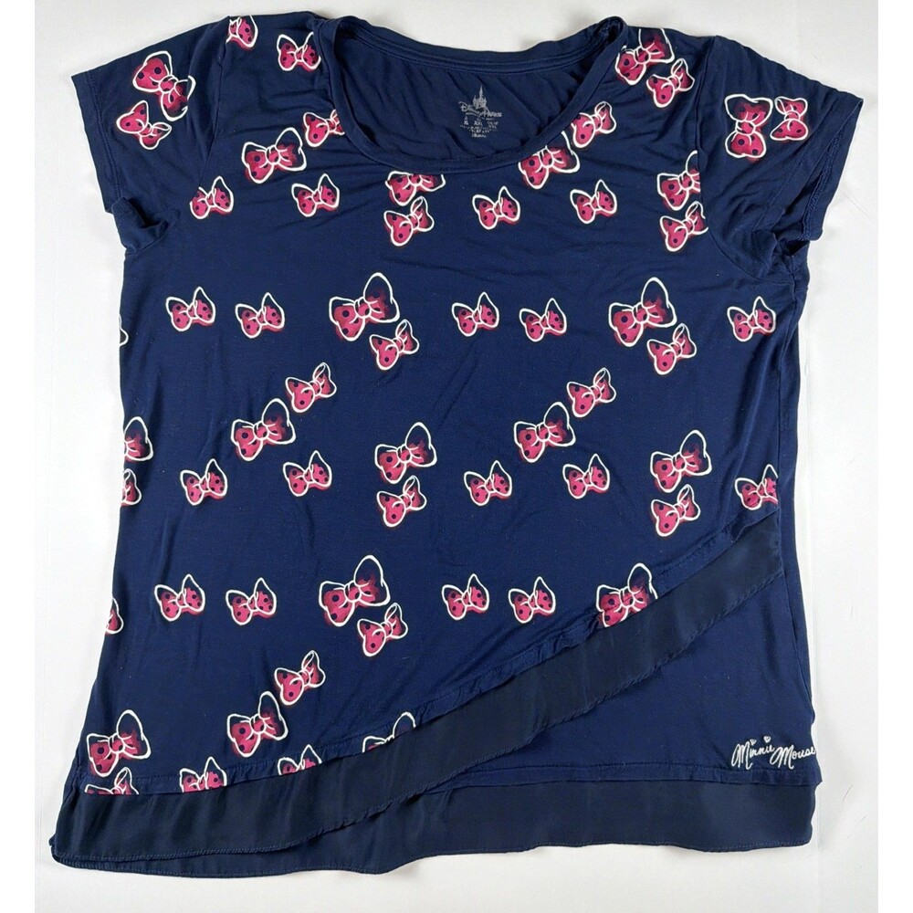 Disney Parks Short Sleeve Womens Minnie Mouse Bow Top Blouse XL